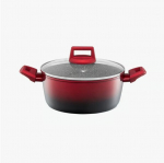 Ambition aliuminio puodas su dangčiu Ombre Red, 24 cm, 4,3 l