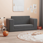 Vaiki&scaron;ka dvivietė sofa-lova, antracito, mink&scaron;tas pliu&scaron;as