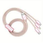 3-in-1 greito įkrovimo USB laidas, Rose Golden