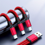 3-in-1 USB-A į USB-C laidas, Raudona