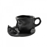 Keraminis espresso puodelis su metalu, Juoda