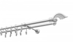 Dvigubas karnizas metalinis 16 mm + 16 mm ELIZA, 250 cm, matinio chromo