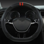 Stilingas D formos odos imitacijos vairaratis - neslystantis ir prakaitą sugeriantis. , Storm Black-D Type (1855 Suede) naujovi&scaron;ka automobilio apdaila