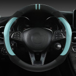 Prabangus dirbtinės odos vairo uždangalas su žiedu. , Star Blue-Round (1855 Suede) naujovi&scaron;ka automobilio apdaila