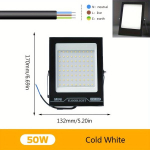 50W LED prožektorius, &scaron;iltai/&scaron;altai balta, atsparus vandeniui IP67. ,  &Scaron;alta balta 6000K