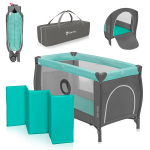 Kelioninė lovytė-maniežas Lionelo Sven Plus, grey/turquose