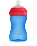 Nei&scaron;siliejantis puodelis su mink&scaron;tu snapeliu Philips Avent My Grippy SCF802/01, 9 mėn., 300 ml, mėlynas