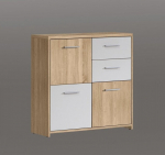 Komoda Quadro QDRK15, baltos/ąžuolo spalvos