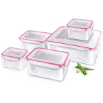 Lamart CLIP maisto konteinerių rinkinys, 5 vnt., 2 x 430 ml + 2 x 1.1l, 1 x 5.3l