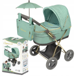 Lėlių vežimėlis - DE CUEVAS TOYS - Capriccio - Atitinkamas skėtis - 48x26 cm - Vairas 60 cm - Žalias