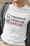 Mar&scaron;kinėliai vyrams &bdquo;Vieni&scaron;as, užimtas, garaže&ldquo;, balti, XS