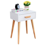 Naktinis staliukas ModernHome WYJ-085, baltas/rudas