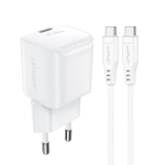 Įkroviklis GaN 30W su USB-C kabeliu, baltas