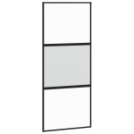 Stumdomos durys juodos 90x205cm grūdintas stiklas/aliuminis 155202