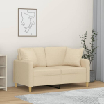 Dvivietė sofa su pagalvėlėmis, kreminės spalvos, 120cm, audinys