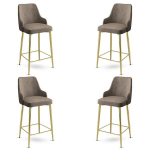 Baro kėdės rinkinys (4 vienetai) Enox - Cappuccino, Gold