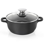 Orion puodas, 4 l, Puodas granitas su stikliniu dangteliu GRANDE 24 cm, 4 l