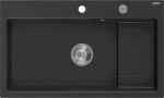 Granitinė virtuvinė plautuvė Mexen Omar su sifonu, Metallic black/Silver/Chrome