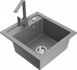 Granitinė virtuvinė plautuvė Mexen Vito su mai&scaron;ytuvu ir sifonu, Grey