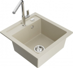 Granitinė virtuvinė plautuvė Mexen Vito su mai&scaron;ytuvu ir sifonu, Beige/Chrome