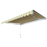 Markizė Lankstusis markizės rankinis sukamas saulės apsaugos įtaisas balkonui, aliuminis, geltonas, pilkas, 2,95 x 2,45 m