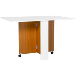 I&scaron;skleidžiamas valgomojo stalas I&scaron;skleidžiamas valgomojo stalas, mobilus, modernus dizainas, 120 cm x 80 cm x 73 cm, tiko mediena + balta spalva
