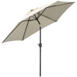 "Outsunny" sulankstomas skėčio skėtis sodo skėtis su rankine rankena aliuminio 180/㎡ poliesterio smėlio spalvos &empty;2,6 x 2,35 m