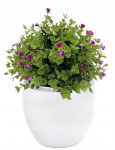 Keraminis baltos ir pilkos spalvos 15 cm gėlių vazonas rutulys