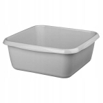 Plastikinis 7l kvadratinis pilkas dubuo, 30 cm x 30 cm x 12 cm