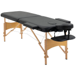 Masažo stalas, sulankstomas masažo gultas, auk&scaron;čio reguliuojamas masažo suolas SPA, salonui, dirbtinė oda, medis, juodas, Juoda