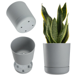 Vazonas Gėlių vazonas su stovu 20 cm matinis pilkas