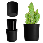 Juodas vazonas su įdėklu 30 cm, plastiko, gėlėms