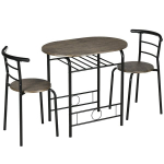 Bistro rinkinys Valgomojo stalas Virtuvės stalas su kėdėmis Rinkinys, 1 stalas, 2 kėdės, 80 cm x 53 cm x 74,5 cm, juodas