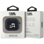 AirPods 3 dėklas - Karl Lagerfeld - Monogram Karl & Choupette - Ekologinė oda - Juoda - Kieta