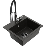 Vienguba granitinė plautuvė Mexen Milo su virtuvės mai&scaron;ytuvu Aster, Juoda/Auksinė metallic - 6505-75-73450-07-B