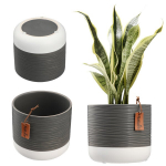 Keraminis vazonas 16cm Pilkas ir baltas dangtelis