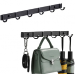 Sieninės plok&scaron;tės kabykla su kabliukais, juoda, tvirta