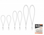 Tvirtinimo elastingų gumų su kabliukais rinkinys Bradas BUNGEE CORD HOOK, 2x18cm / 2x25cm / 2x40cm, balti