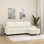 Trivietė sofa su pakoja, kreminės spalvos, 180cm, aksomas