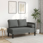 Chaise Longue sofa vidaXL, tamsiai pilkos spalvos audinys, su pagalvėlėmis, kompakti&scaron;kas dizainas