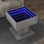 Kavos staliukas su led, betono, 50x50x45cm, apdirbta mediena