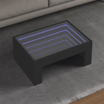 Kavos staliukas su infinity led lemputėmis, juodas, 70x50x30cm