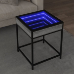 Kavos staliukas su infinity led lemputėmis, pilkas, 40x40x51cm