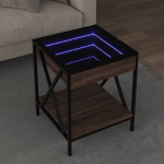 Kavos staliukas su infinity led lemputėmis, rudas, 40x40x49cm
