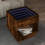 Kavos staliukas su infinity led lemputėmis, dūminis, 50x50x50cm