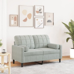 Dvivietė sofa su pagalvėlėmis, &scaron;viesiai pilka, 120cm, aksomas
