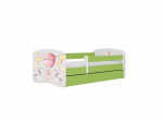 Vaiki&scaron;ka lova be čiužinio, su stalčiumi Kocot Kids BabyDreams Green balloon, 180x80 cm, žalia/balta