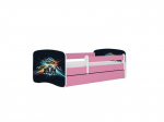 Vaiki&scaron;ka lova su čiužiniu ir stalčiumi Kocot Kids BabyDreams Pink race, 180x80 cm, rožinė