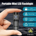 Mini LED USB įkraunama žibintuvėlis, varlės akies lę&scaron;is.