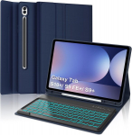 Occtingkind, dėklas su klaviatūra, skirtas 12.4 colių samsung galaxy tab s10 plus/s9 plus/s9 fe plus, magnetinė nuimama klaviatūra, qwertz, ap&scaron;vietimas (tamsiai mėlyna)
